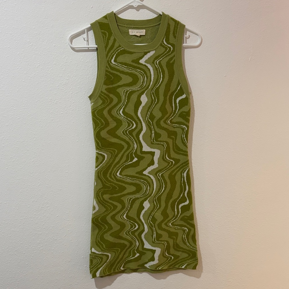 La Hearts Olive and Cream Knit Dress